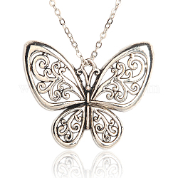 Tibetan Style Alloy Butterfly Pendants, Antique Silver, 48x58x3mm, Hole: 3x5mm