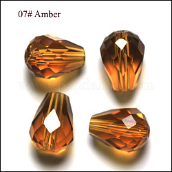 Imitation Austrian Crystal Beads, Grade AAA, Faceted, Drop, Goldenrod, 8x10mm, Hole: 0.9~1mm