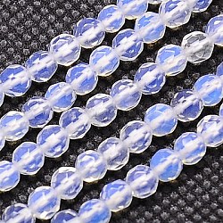 Chapelets de perles d'opalite, facette, ronde, clair, 4mm, Trou: 1mm, Environ 90 pcs/chapelet, 15.35 pouce