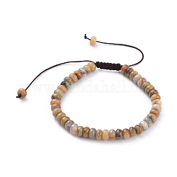 Braccialetti di perline intrecciati, con perle di agata folle naturali e filo di nylon, 58~89mm