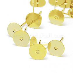 Accessoires de puces d'oreilles en 304 acier inoxydable, or, pin: 0.7 mm, 12x8mm