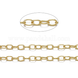 Brass Cable Chains, Unwelded, with Spool, Oval, Cadmium Free & Nickel Free & Lead Free, Golden, 4x3x0.6mm, about 301.83 Feet(92m)/roll