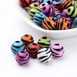 Opake Legierung Perlen, Zebra gestreift, Runde, Mischfarbe, 19 mm, Bohrung: 3 mm, ca. 109 Stk. / 500 g