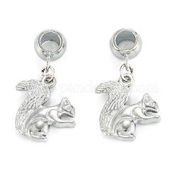 Tibetan Style Alloy Pendants, Squirrel, with Tube Bails, Platinum, 36mm, Hole: 5.5mm