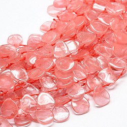 Cherry Quartz Glass Teardrop Beads Strands, Top Drilled Beads, 17x14x3mm, Hole: 1mm, about 25pcs/strand, 16 inch