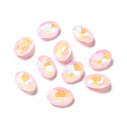 Cabochons verre strass moka style fluo, dos plat, ovale, rose clair, 18x13x5.5mm