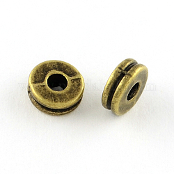 Tibetan Style Flat Round Alloy Spacers Beads, Cadmium Free & Lead Free, Antique Bronze, 6x3mm, Hole: 1.5mm, about 2500pcs/1000g