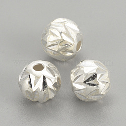 925 шарики стерлингового серебра, фантазии вырезать круглый, серебряные, 8 мм, отверстие : 1 мм