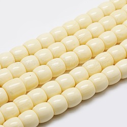 Buddhist Jewelry Beaded Findings Resin Imitation Creamy White Drum Bead Strands, Creamy White, 9x8mm, Hole: 1.2mm, about 49pcs/strand, 15.74inch