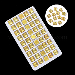 Прозрачные стеклянные кабошоны k9, плоский зад, квадратный, золотые, 10x10x5 мм , около 45 шт / мешок