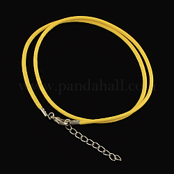 Gewachsten Baumwollkordel bildende Halskette, mit Alu-Karabiner Schnallen und Eisenketten Ende, Platin Farbe, Gelb, 17.3 Zoll