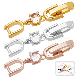Beebeecraft 6pcs chaîne d'extension en laiton 3 couleurs, avec zircons, accessoires de rallonge pour collier et bracelet, couleur mixte, 35x6mm, 2 pcs / couleur