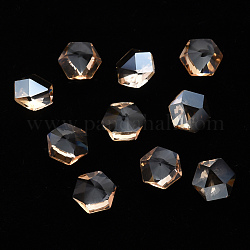 Hexagon Transparent Glass Cabochons, Nail Art Decoration Accessories, Faceted, Goldenrod, 6x7x3.5mm