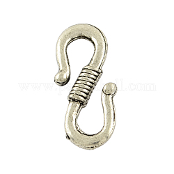 Tibetan Style Alloy S-Hook Clasps, Lead Free, Antique Silver, 24x11.5x3mm, Hole: 4.5x7mm, about 380pcs/1000g