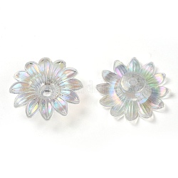 Transparente Acryl Perlen, AB Farbe, Blume, klar ab, 34x34x9 mm, Bohrung: 4 mm, ca. 260 Stk. / 500 g