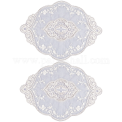 Tischsets mit Polyester-Spitzenstickerei, oval mit Blumenmuster, Tischsets für die Dekoration von Esstischen, Navajo weiß, 450x315x1.2 mm