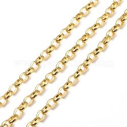 Brass Cable Chain, with Spool, Soldered, Real 18K Gold Plated, 7.5x6x2mm