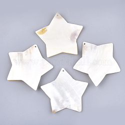 Gros pendentifs en coquille d'eau douce, étoiles du nord, blanc crème, 65~66.5x68~70.5x4~6mm, Trou: 2mm