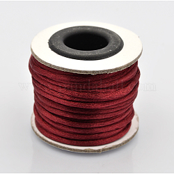 Cordons fil de nylon tressé rond de fabrication de noeuds chinois de macrame rattail, cordon de satin, rouge foncé, 1.5mm, environ 16.4 yards (15 m)/rouleau