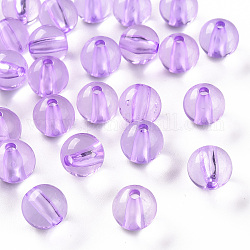 Abalorios de acrílico transparentes, redondo, lila, 10x9mm, agujero: 2 mm, aproximamente 940 unidades / 500 g
