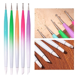Outils de manucure stylo tranchant en silicone, couleur mixte, 13.8 cm, 5 pièces / kit