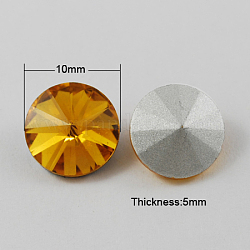Diamante de imitación de cristal en punta, rhinestone del rivoli, espalda plateada, cono, chocolate, 10x5mm