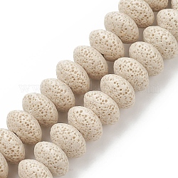 Natural Lava Rock Beads Strands, Dyed, Rondelle, Beige, 15~16x9.5~9.7mm, Hole: 2.5mm, about 42pcs/strand, 15.15 inch~15.55 inch(38.5~39.5cm)
