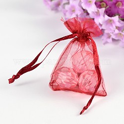Bolsas de organza de regalos, de color rojo oscuro, 7x5x0.2 cm