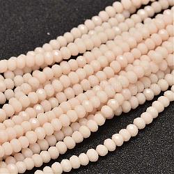 Fili di perle di vetro rondelle sfaccettate, mandorle sbollentate, 3.5x2.5~3mm, Foro: 0.8 mm, circa 125~128pcs/filo, 13.7~14.1 pollice (35~36 cm)