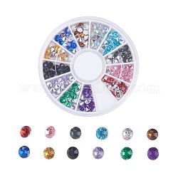 Cabochons de dos pointus de strass d'imitation acrylique de Taiwan, accessoires nail art de décoration, facette, diamant, couleur mixte, 4x3mm, à propos 12pcs / couleur, 144 pcs / boîte