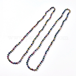 Gefärbte natürliche Sesam Jaspis / Kiwi Jaspis Perlen Halsketten, mit Nylonschnur, 35 Zoll (89 cm)