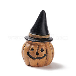 ハロウィーンのテーマ ミニ樹脂ホーム ディスプレイ装飾  魔女の帽子をかぶったカボチャのジャック・オー・ランタン  砂茶色  28x47mm