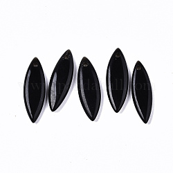 Natürlichen schwarzen Obsidian Anhänger, Pferd Auge, 23~24x7.5x3.5 mm, Bohrung: 1.5 mm