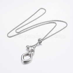 Adjustable 304 Stainless Steel Lariat Necklaces, Slider Necklaces, Stainless Steel Color, 25.5 inch(65cm)