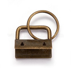 Гальваническое кольцо из железа, брелок для ключей, с концами ленты, античная бронза, Конец: 20~21x20~21x13~14 mm, Кольцо: 24x2.5 mm