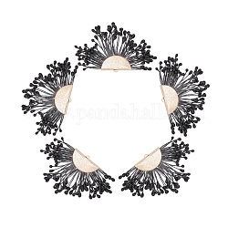 Algodon poli (poliéster algodón) decoraciones colgantes borla, con espuma y latón, ventilador, dorado, negro, 40~45x64~68x3mm, agujero: 1.2x2 mm