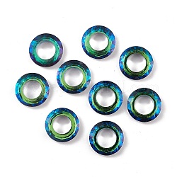 Verbindungsringe aus galvanisiertem Glas, Kristall kosmischer Ring, Prismenring, facettiert, zurück vernickelt, runden Ring, grün, 20x5~5.5 mm, Innendurchmesser: 11 mm