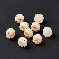 Perles de racine de bodhi naturelles sculptées, perles bouddha, forme de chat, chocolat, 12x12x11mm, Trou: 1.7mm
