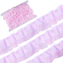 Gorgecraft 12.5 Yard doppellagiger Spitzenbesatz aus Polyester, plissiertes Band, für Bekleidungszubehör, rosa, 1~1-1/8 Zoll (25~28 mm)