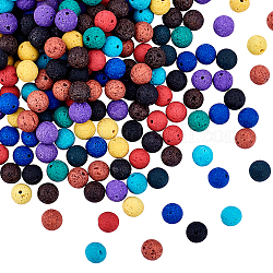Olycraft synthetische Lava Rock Perlen Stränge, gefärbt, Runde, Mischfarbe, 10 mm, Bohrung: 1 mm, ca. 39 Stk. / Strang, 14.96 Zoll (38 cm), 390 Stück / Set