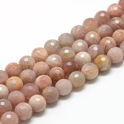 Natürliche sunstone Perlen Stränge, facettiert (128 Facetten), Runde, 10~11 mm, Bohrung: 1 mm, ca. 36~40 Stk. / Strang, 15.7 Zoll
