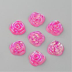 Acryl Cabochons, ab Farbe plattiert, Rose, tief rosa, 15x14x5 mm