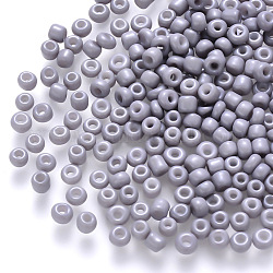 6/0 Baking Paint Glass Round Seed Beads, Light Steel Blue, 4~5x3~4mm, Hole: 1~2mm, about 4500pcs/pound