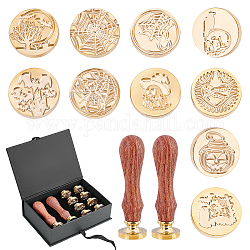 Kits de fabricación de sellos de diy craspire, incluyendo mango de madera de peral y cabezales de sello de cera de latón, dorado, Cabezas de sello de sello de cera de latón: 10 Uds.