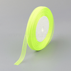 Ruban d'organza, jaune vert, 5/8 pouce (15 mm), 50yards / roll (45.72m / roll), 10 rouleaux / groupe, 500yards / groupe (457.2m / groupe).
