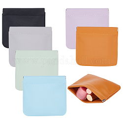 Pandahall elite 6pcs 6 couleurs porte-monnaie en similicuir, sac de rangement pour casque, avec fermeture magnétique, carrée, couleur mixte, 11.3x12x0.6 cm, 1 pc / couleur