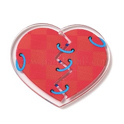 Acrylanhänger mit bedrucktem Herzmotiv zum Valentinstag, Herz, 32x37.5x2.5 mm, Bohrung: 1.6 mm