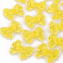 Transparent Acrylic Beads, Bowknot, Yellow, 23x29.5x6mm, Hole: 1.6mm, about 293pcs/500g
