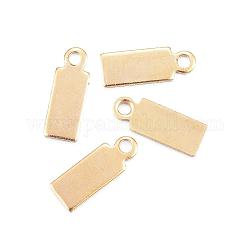 Ion Plating(IP) 304 Stainless Steel Pendants, Stamping Blank Tag Charms, Rectangle, Golden, 11x4x0.8mm, Hole: 1.4mm
