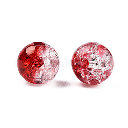 Perles en acrylique transparentes craquelées, ronde, rouge foncé, 8x7.5mm, Trou: 1.8mm, environ 1700pc / 500g